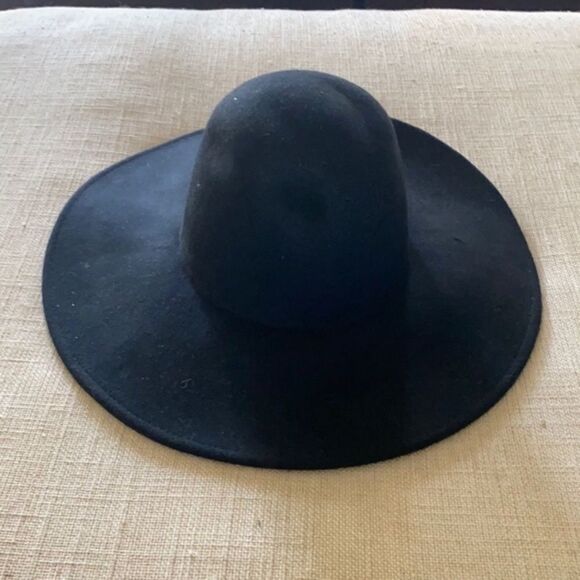 Anthropologie High Crown Black Wool Felt Hat